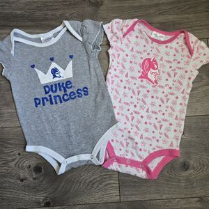 Duke Blue Devils Baby Girls Bodysuit Set 6-9M Rivalry Threads Cotton Pink Gray